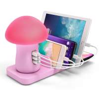 USB Charging Station with Mushroom Lamp USB Hub 3.0 4 Port Cargador inalambrico