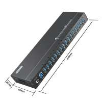 Sipolar Aluminum Fast charging Wall Mount din-rail 120w AC Powered 16 port usb 3.0 charger hub